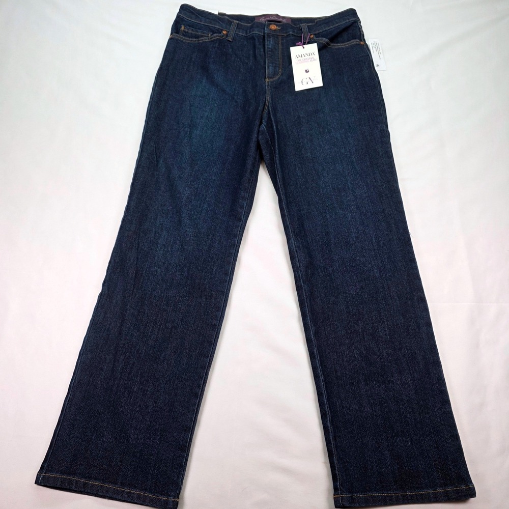 Gloria Vanderbilt Amanda Jeans Womens 12P Short Dark Wash Slimming Straight Leg